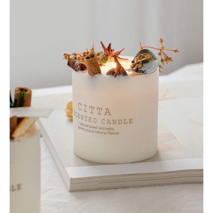 Nến thơm Citta hoa khô thảo mộc đậu nành handmade tinh dầu sáp thơm bốn mùa decor trang trí nhà thiên nhiên lenhome