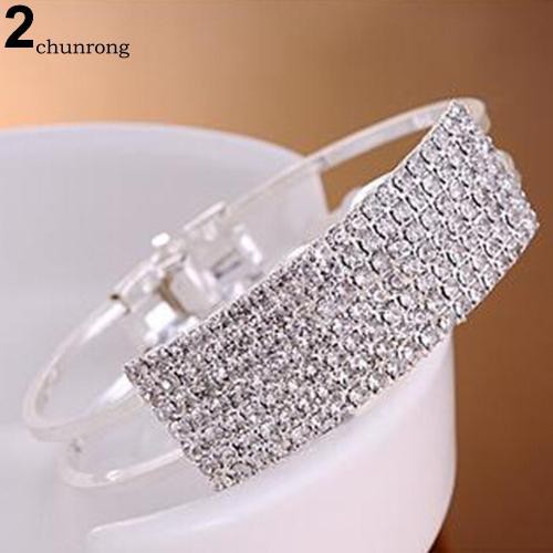 CHU_New Fashion Elegant Women Bangle Wristband Bracelet Crystal Cuff Bling Lady Gift