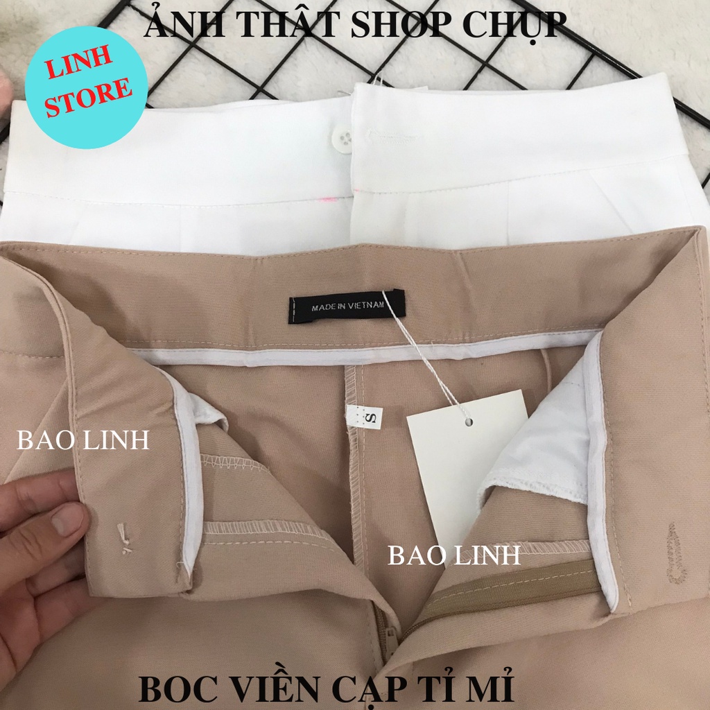 Quần Vải ống loe Linh Store Lưng Cao Công Sở Phối 1 Cúc Chất Liệu Tuyết Mưa  Cao Cấp Đứng Form Dễ Phối Đồ