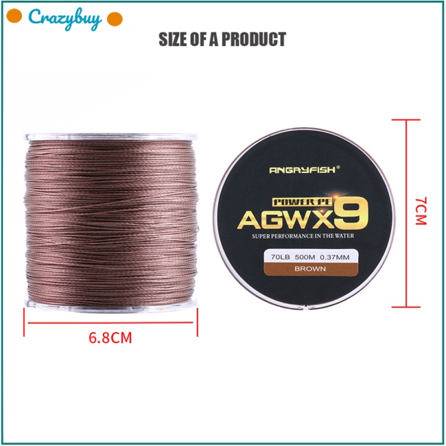 Cuộn dây câu cá bện 9 sợi màu vàng siêu chắc CR ANGRYFISH X9 500M/547YD 15LB-100LB
