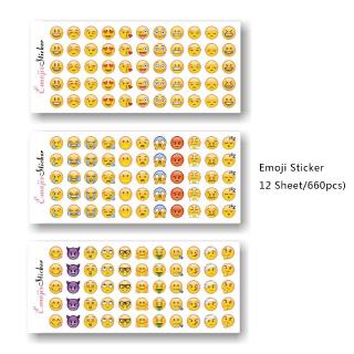 Set 12 Tấm / 660 Miếng Dán Hình Biểu Tượng Cảm Xúc