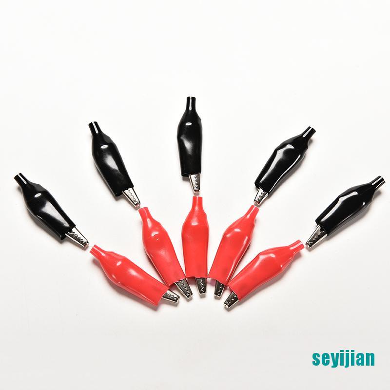 Set 10 / 5 Cặp Kẹp Cá Sấu Thử Nghiệm Cỡ Lớn 44mm Màu Đen + Đỏ