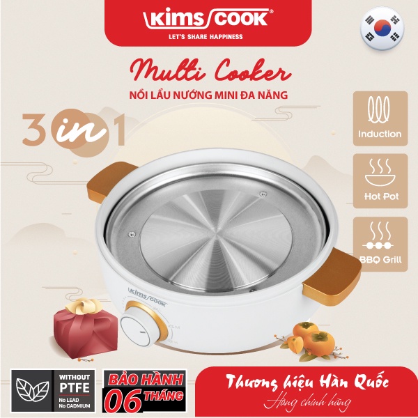 Nồi lẩu nướng mini đa năng 3 trong 1 Kims Cook