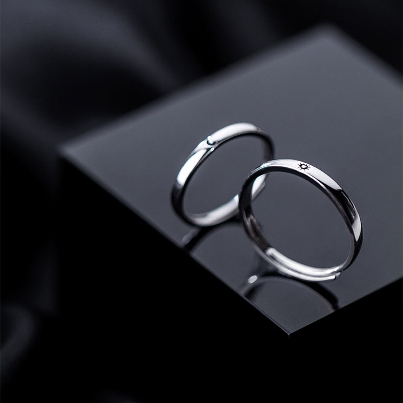 Nhẫn Đôi Bạc Hiểu - Mặt Trăng Và Mặt Trời - BẠC HIỂU MINH NC418S