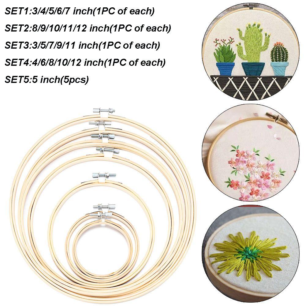 Set 5 Khung Tre Tròn Thêu Thủ Công Kiểu Mới
