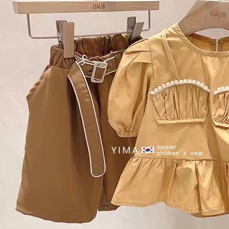 Áo Sơ Mi Tay Ngắn Phồng Phong Cách Hàn Quốc Thời Trang Mùa Hè Xinh Xắn Cho Bé Gái