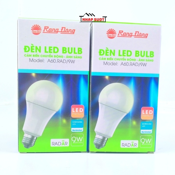 Bóng đèn cảm biến 9W Rạng Đông ánh sáng trắng, sử dụng cảm biến chuyển động RADAR (Model: A60.RAD/9w)
