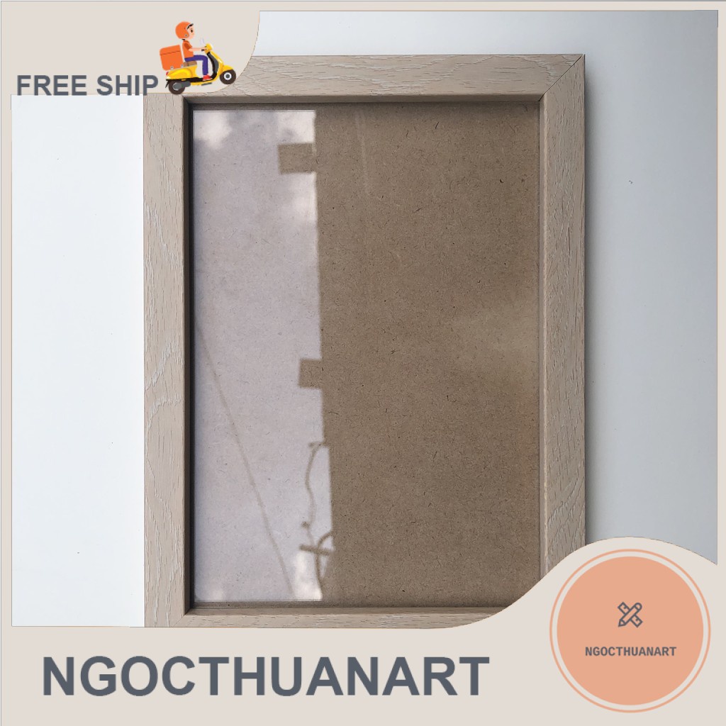 Khung tranh 13x18, a5(15x21 ) màu gỗ nhạt - Tặng đinh 3 chân treo khung - MSF1G