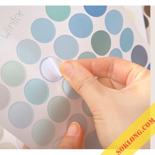 Bộ 48 sticker dán hình tròn nhiều màu, nhãn dán dot dán Bullet journal, Planner