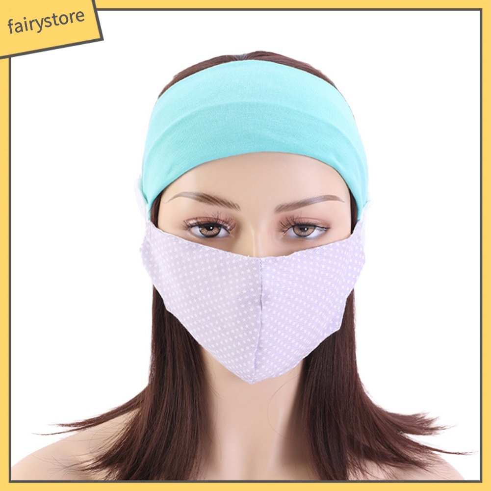 Băng Đô Cài Tóc Bản To Màu Trơn Phối Nút Cho Nữ