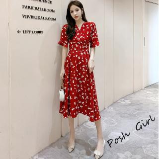 Đầm Cổ Chữ V Họa Tiết Trái Tim Size M-4xl Thời Trang 2020 Cho Nữ
