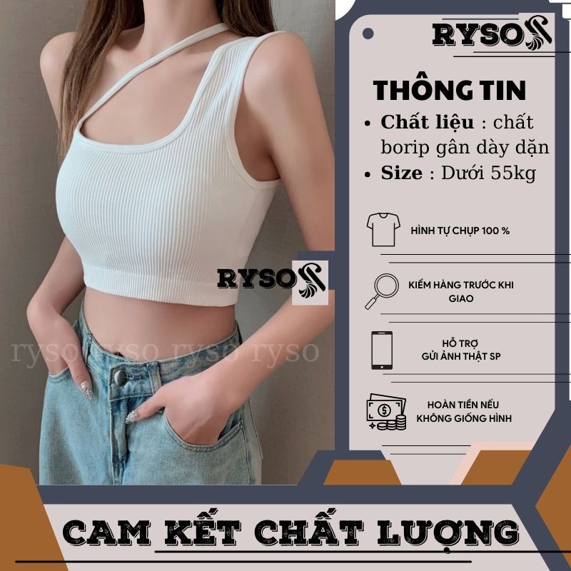 Áo croptop chất thun gân co giãn phối dây chéo siêu xinh