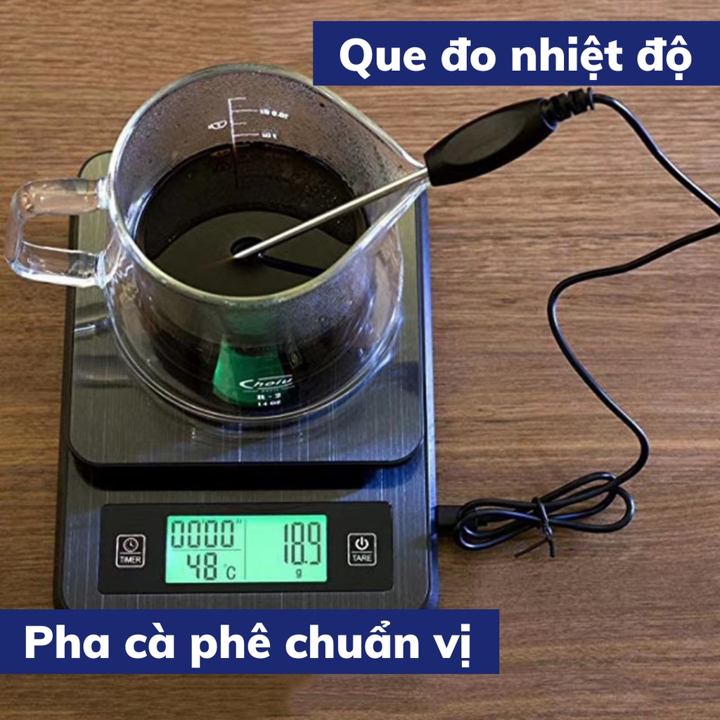 [CÂN ĐO NHIỆT ĐỘ] Cân tiểu ly điện tử pha chế Timer - Pro cân tiểu li pha cà phê chuyên dụng có bấm giờ và đo nhiệt độ