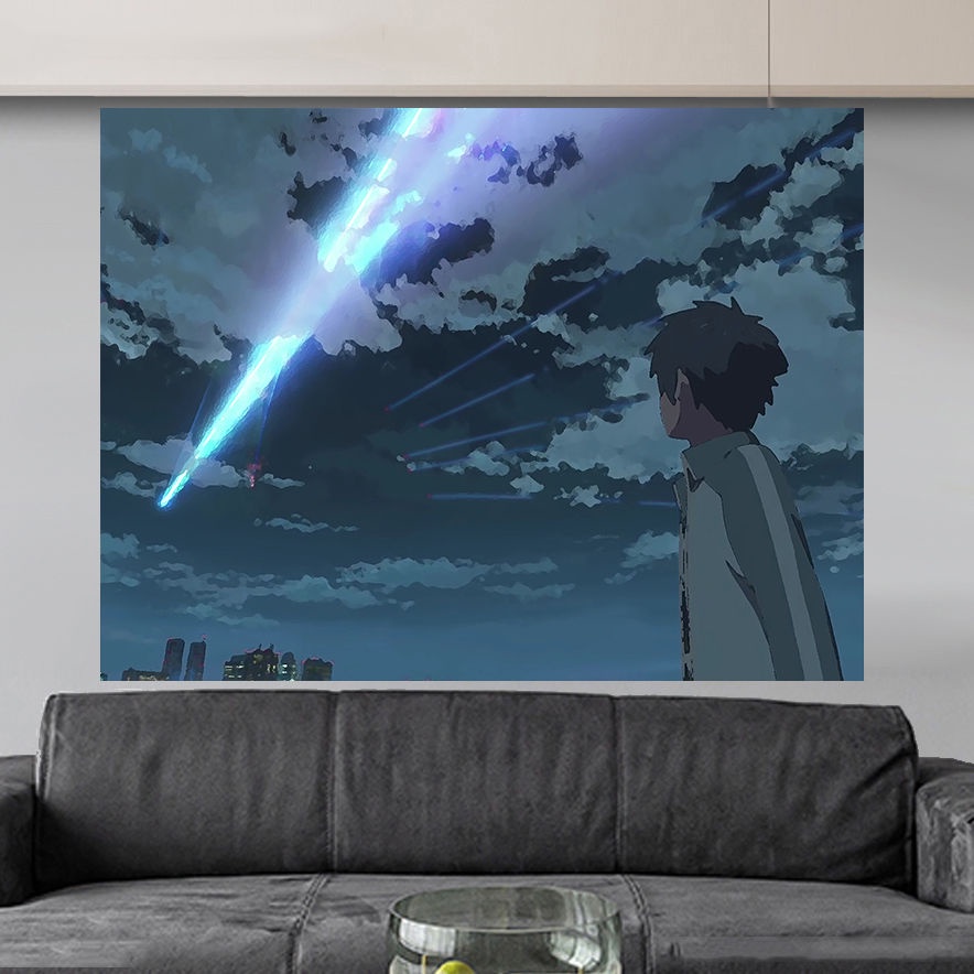 Ins Thảm Vải Treo Tường Trang Trí Phông Nền Ký Túc Xá Phòng Ngủ Hình Chữ Nhật In Hình anime your name Đơn Giản Trang Trí Phòng Ngủ