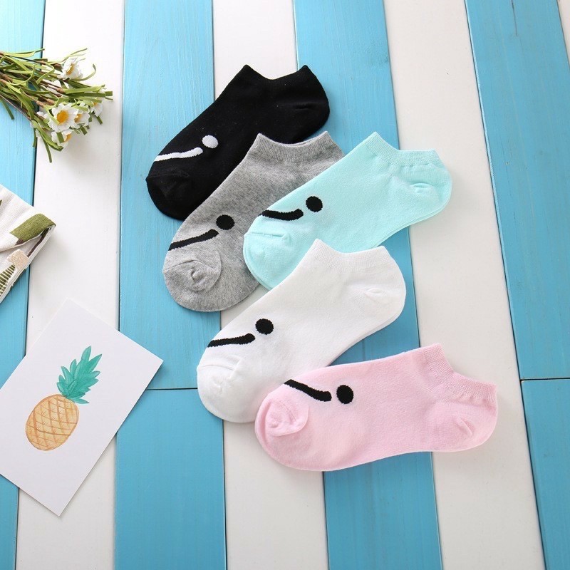 PVN18885 Set 10 đôi tất cotton in hình mặt cười Hàn Quốc dễ thương .