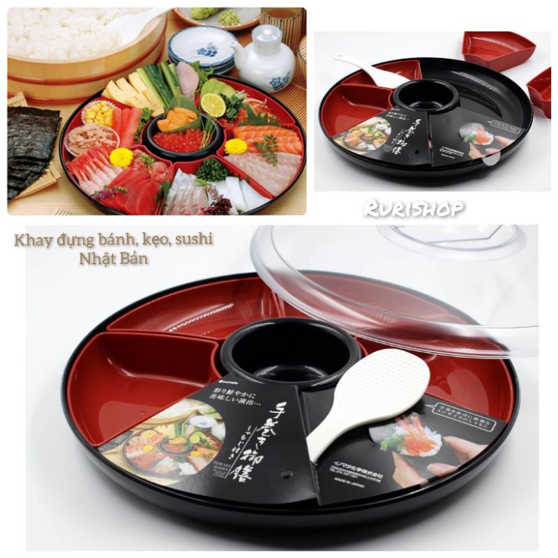 Khay chia ngăn đa năng Inomata Nhật Bản đựng Sushi/Khay đựng bánh, mứt, kẹo