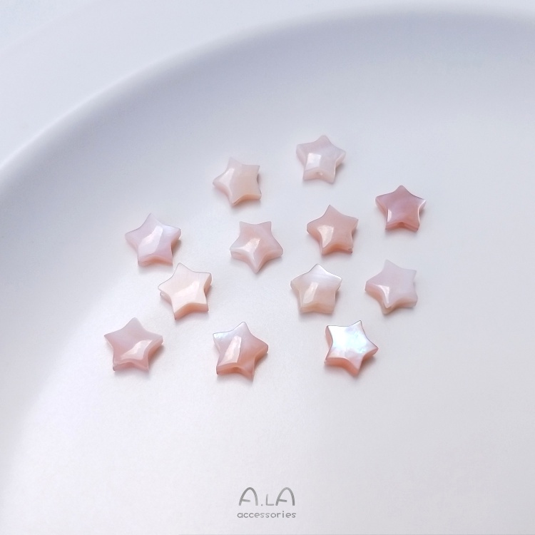█diy゜14k●1 Mặt Dây Chuyền Hình Ngôi Sao Năm Cánh Vỏ Sò Trái Tim Đục Lỗ Đính Ngọc Trai Hồng diy