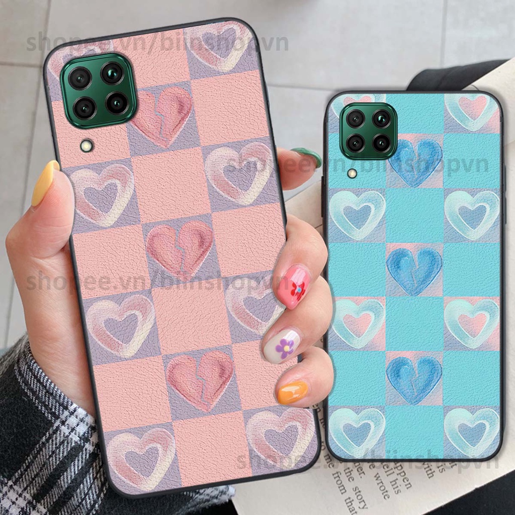 Ốp Huawei Nova 7i caro trái tim nhiều màu sắc, đầy cá tính, khẳng định phong cách