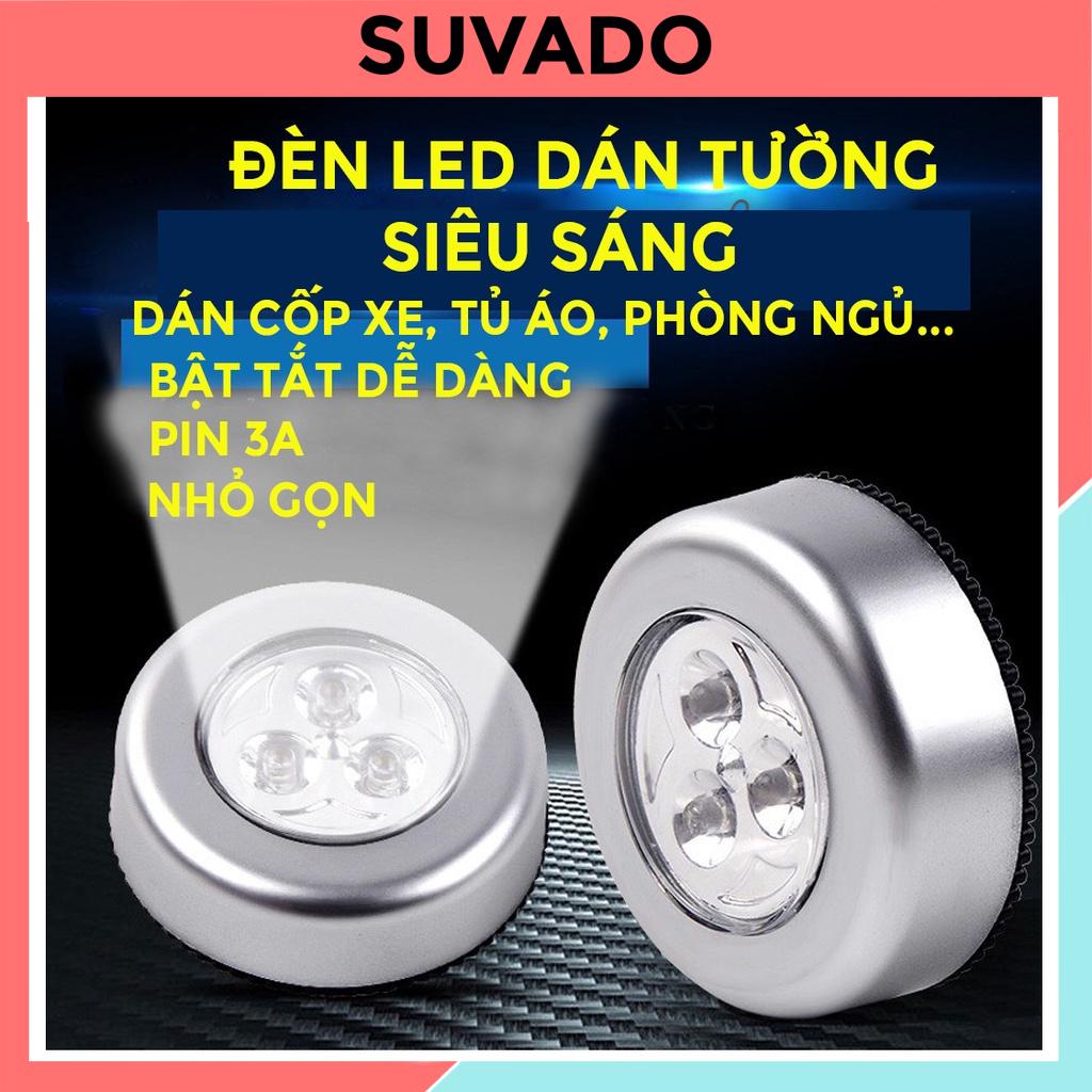 Đèn Led tròn Dán Tường ốp trần cốp xe siêu sáng trang trí chiếu sáng cầu thang giá rẻ ddenf led dùng pin L646 SUVADO