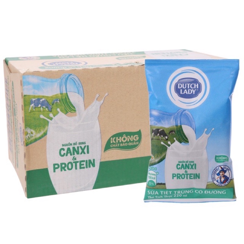 Thùng 48 bịch sữa tươi tiệt trùng Cô Gái Hà Lan 220ml