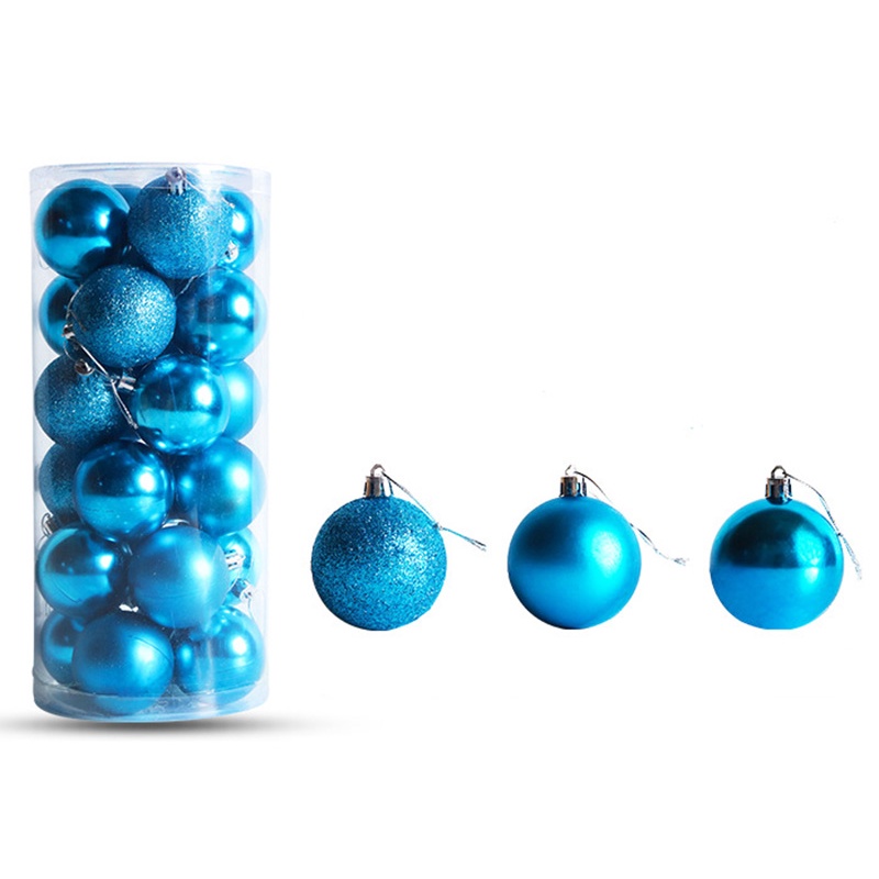 Hộp 24 trái châu OSSAYI 3cm nhiều màu sắc trang trí Giáng sinh năm mới