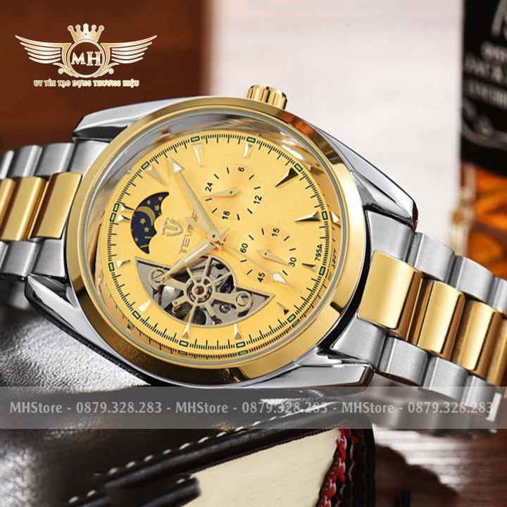 Đồng hồ cơ nam Tevise 795A chính hãng dây thép không gỉ, cơ automatic lộ máy chạy 5 kim đẹp giá rẻ [Tặng tháo dây] | BigBuy360 - bigbuy360.vn