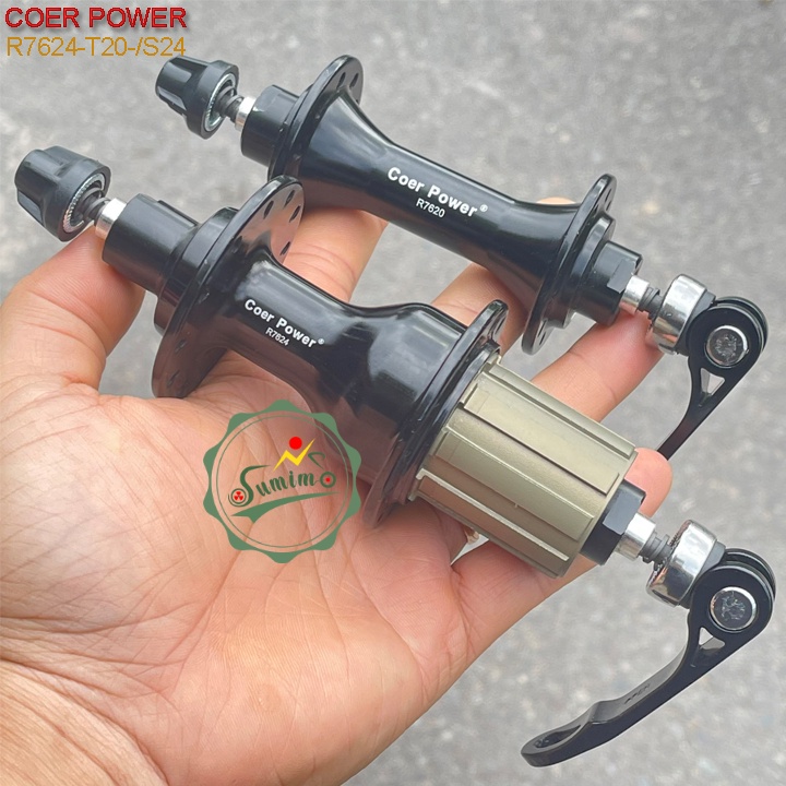 Đùm xe đap - Hub COER POWER R7624-T20/S24-100/130mm - Hub Cối thả 11 Speed bạc đạn - Chính hãng