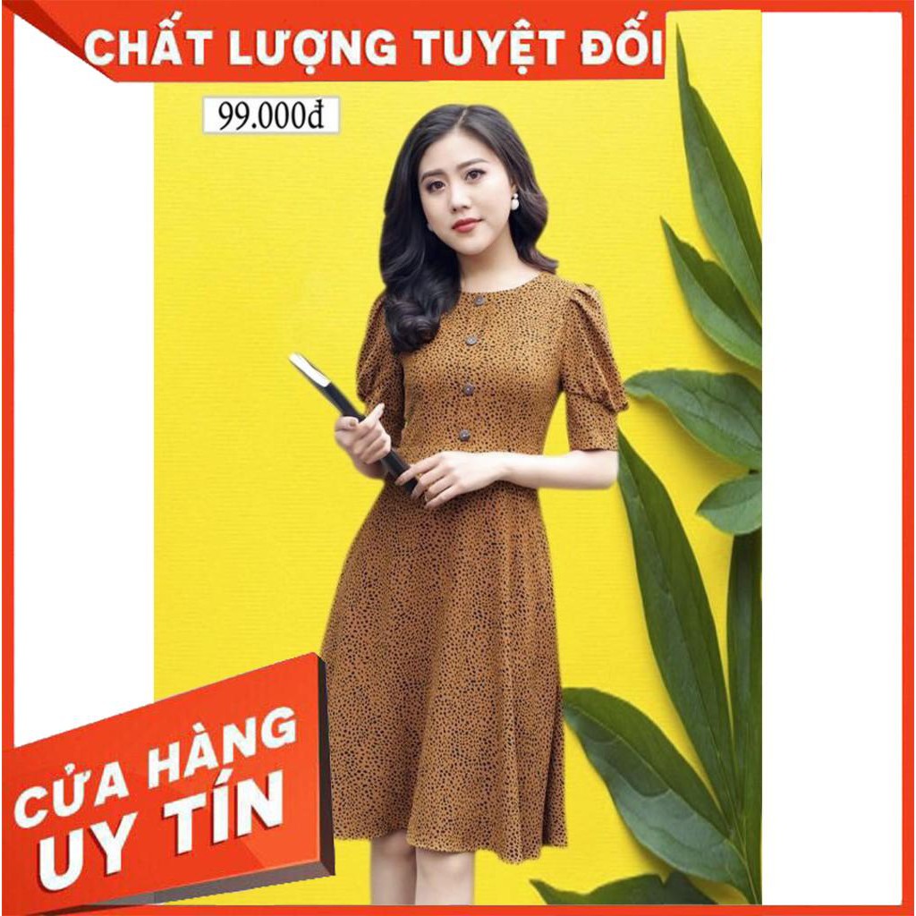 ĐẦM ÔM DÁNG XÒE CHẤM BI TAY LỠ PHỒNG – XƯỞNG MAY 99K