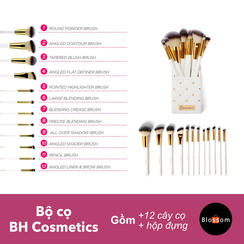 Tách set bộ cọ BH Cosmetics Pink Studded Elegance [chỉ từ 50k]