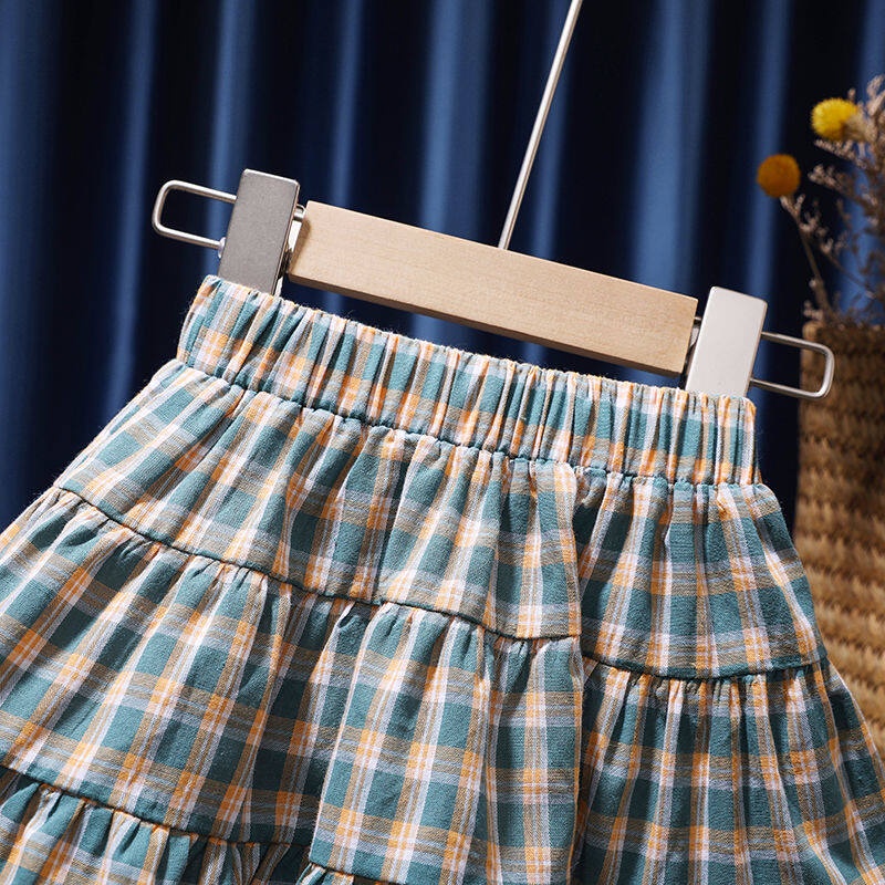 Set Áo Hai Dây + Chân Váy Họa Tiết Sọc Caro Thời Trang Mùa Hè Cho Bé Gái
