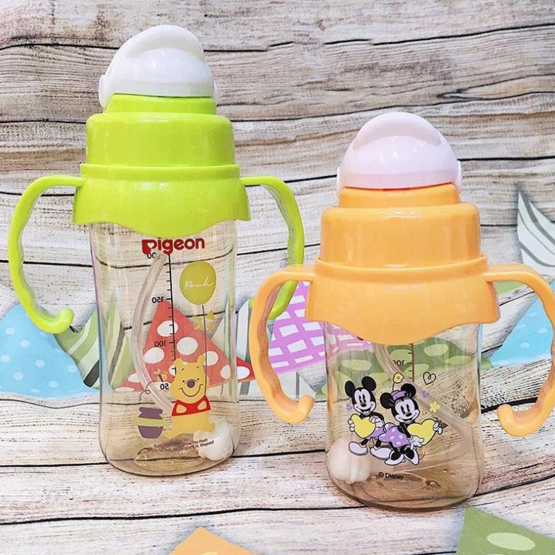 Bộ nắp bình tập uống thay thế và tay cầm bình sữa cổ rộng Pigeon (5cm)