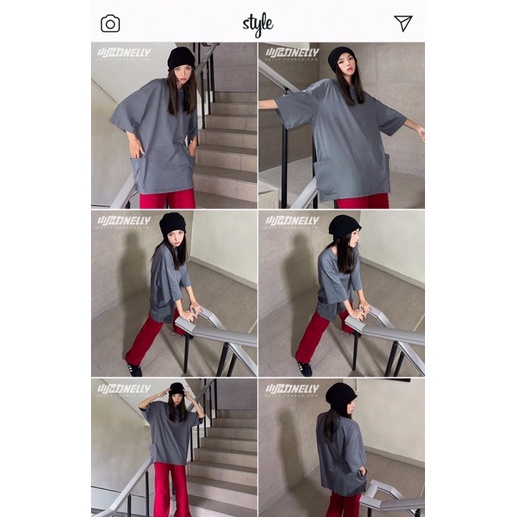 Áo phông nelly sale (có sẵn) trơn 2 túi hông
