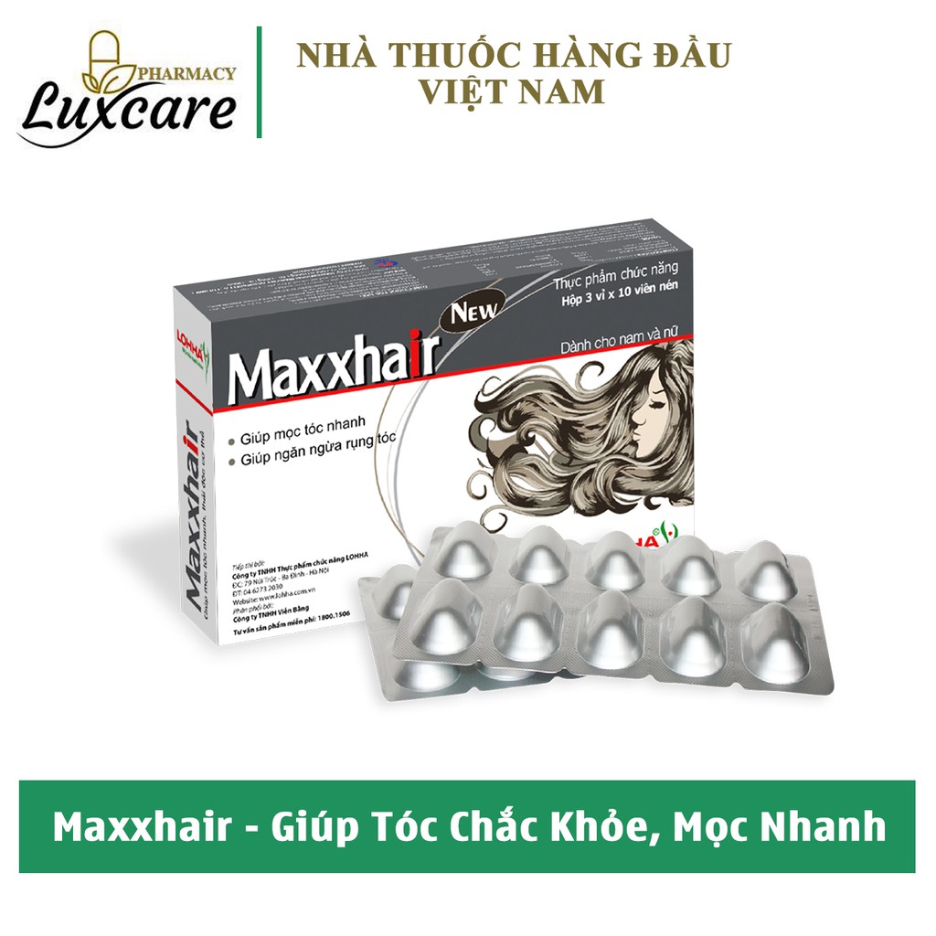 Maxxhair New Hộp 30 Viên - Giúp Tóc Chắc Khỏe, Mọc Nhanh, Suôn Mượt Và Bóng Đẹp