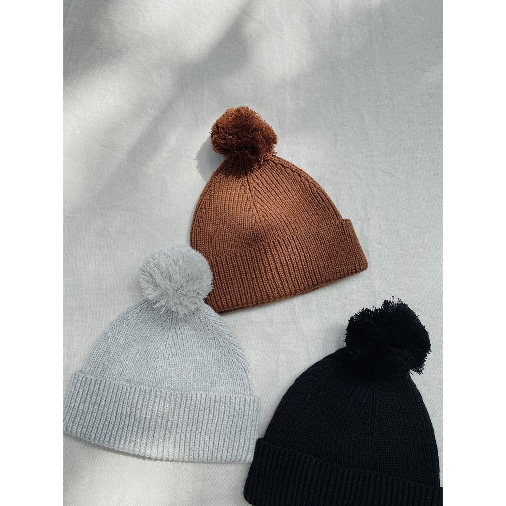 Pom Pom Hat (Mũ Len Quả Bông 2y+)