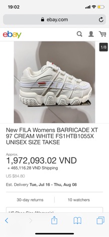 Giày Fila Baricade authentic ( bán hết)