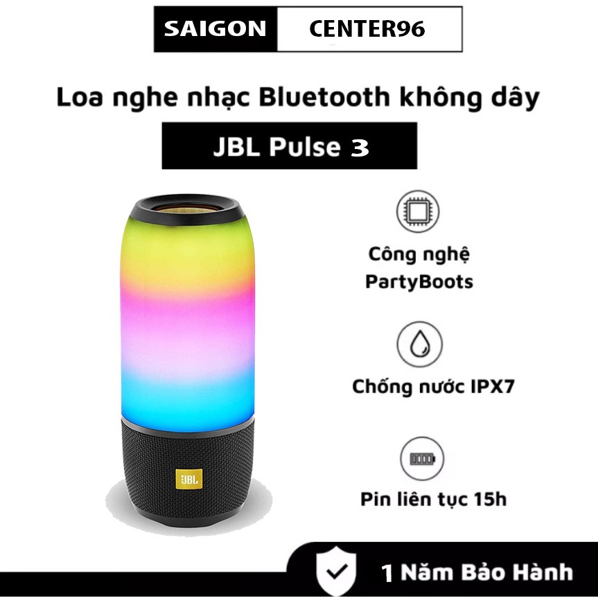 (Fullbox) New 100% Loa Blutooth Pulse 3 - Âm Thanh Phát Sáng 360° - Âm Bass Mạnh - Chơi Nhạc 12H - Chống Nước IPX7