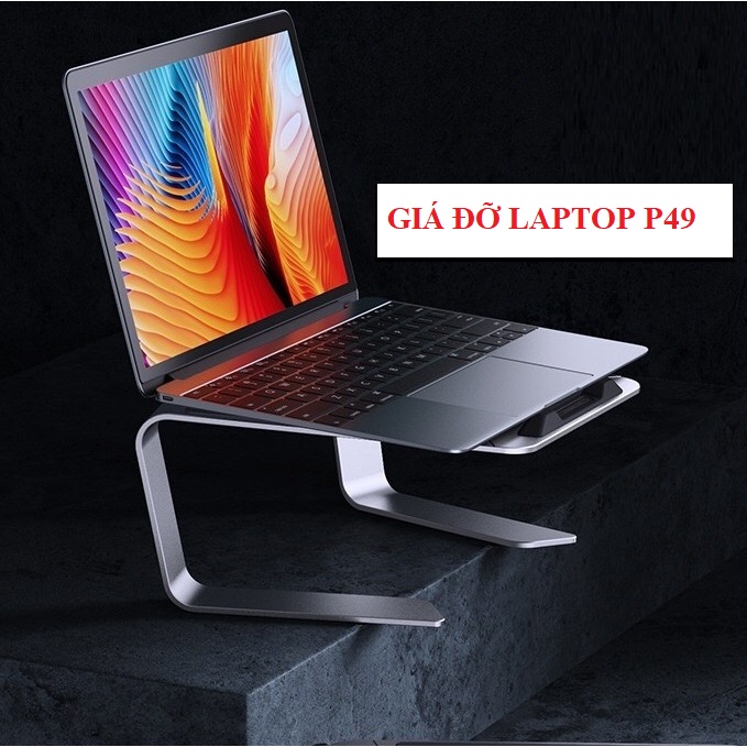 Giá đỡ laptop nhôm tản nhiệt có thể gấp gọn  P49 kích thước lớn 2 tầng