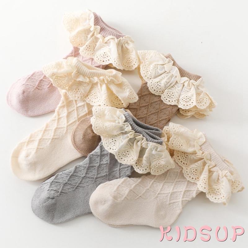 Tất cotton viền ren xinh xắn đáng yêu cho bé gái 0-2 tuổi