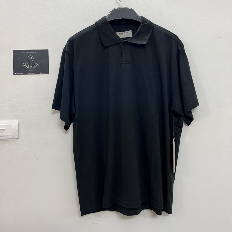 Áo polo Fear Of God FOG Essentials SS21 Black chất liệu vải cotton cao cấp, Áo phông cổ bẻ nam FOG in chữ silicon
