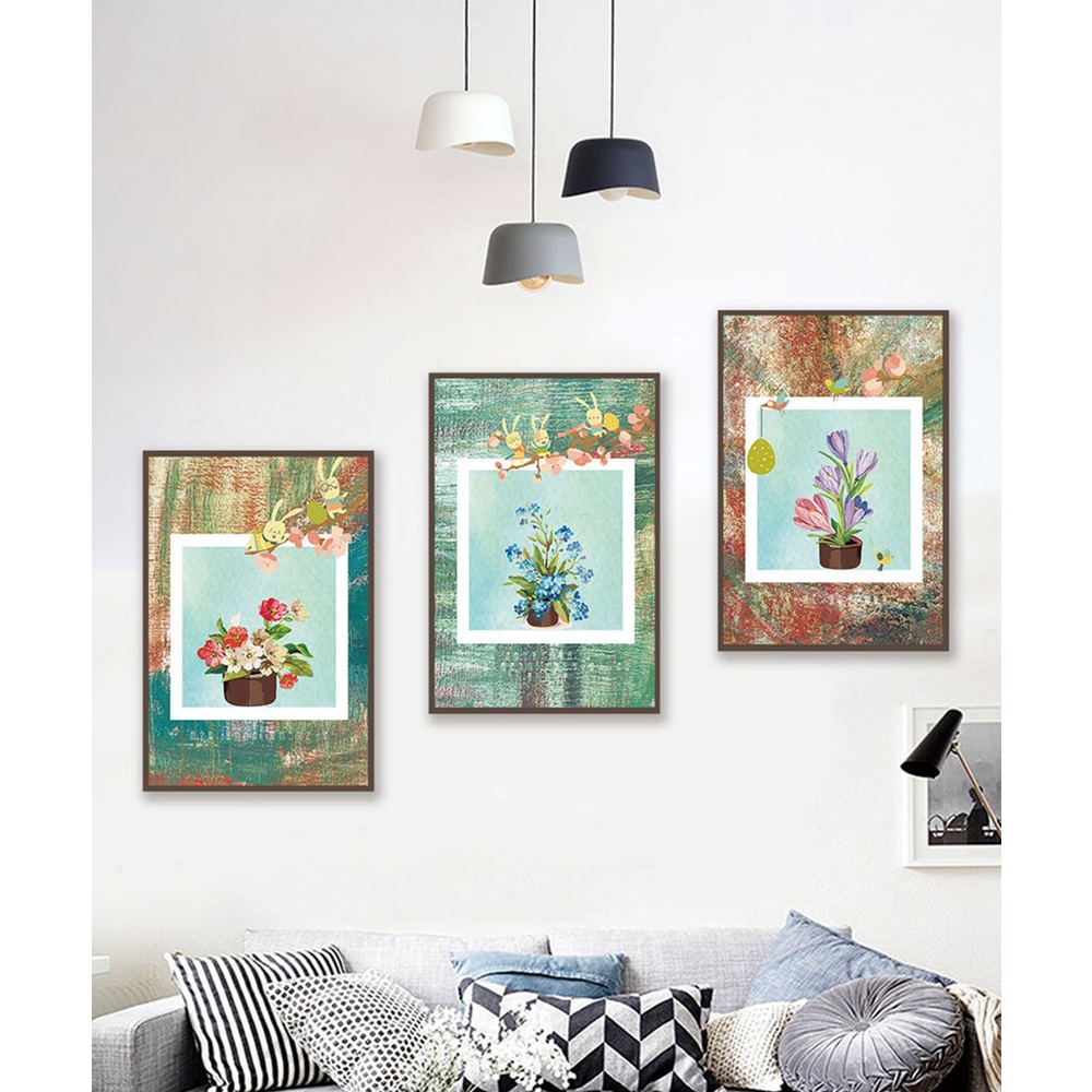 In hình ép gỗ Laminate TRANH HOA LÁ - Mẫu 19 (3 HCN 3x20x30, 3x30x40, 3x40x60). In ảnh theo yêu cầu