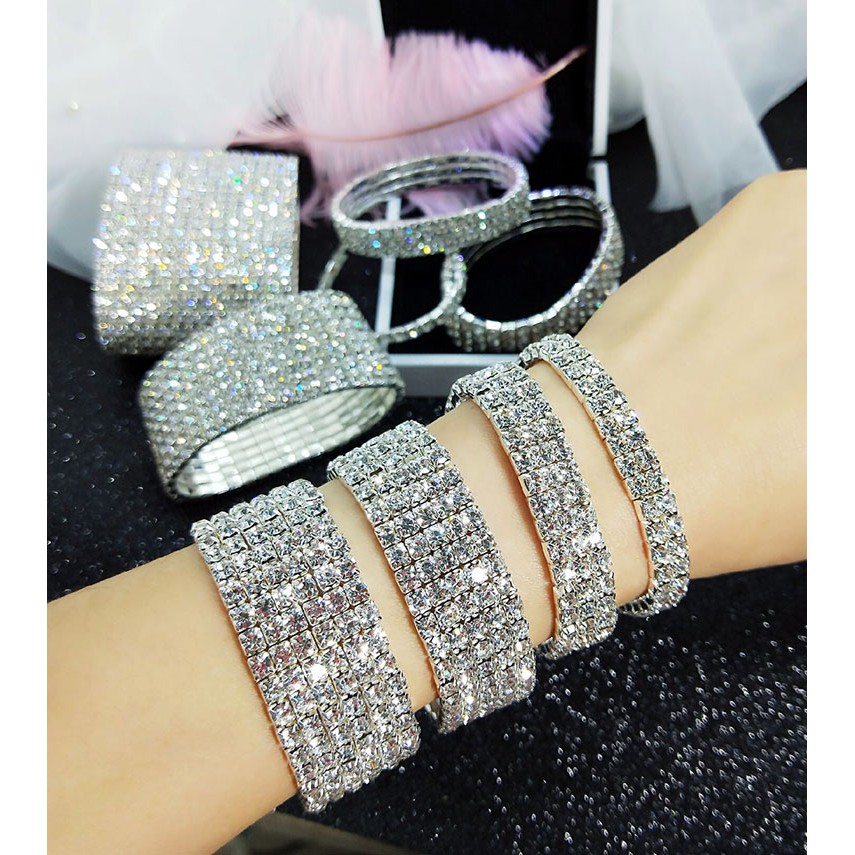 Vòng tay hợp kim đính đá nhiều lớp lấp lánh cho nữ | BigBuy360 - bigbuy360.vn
