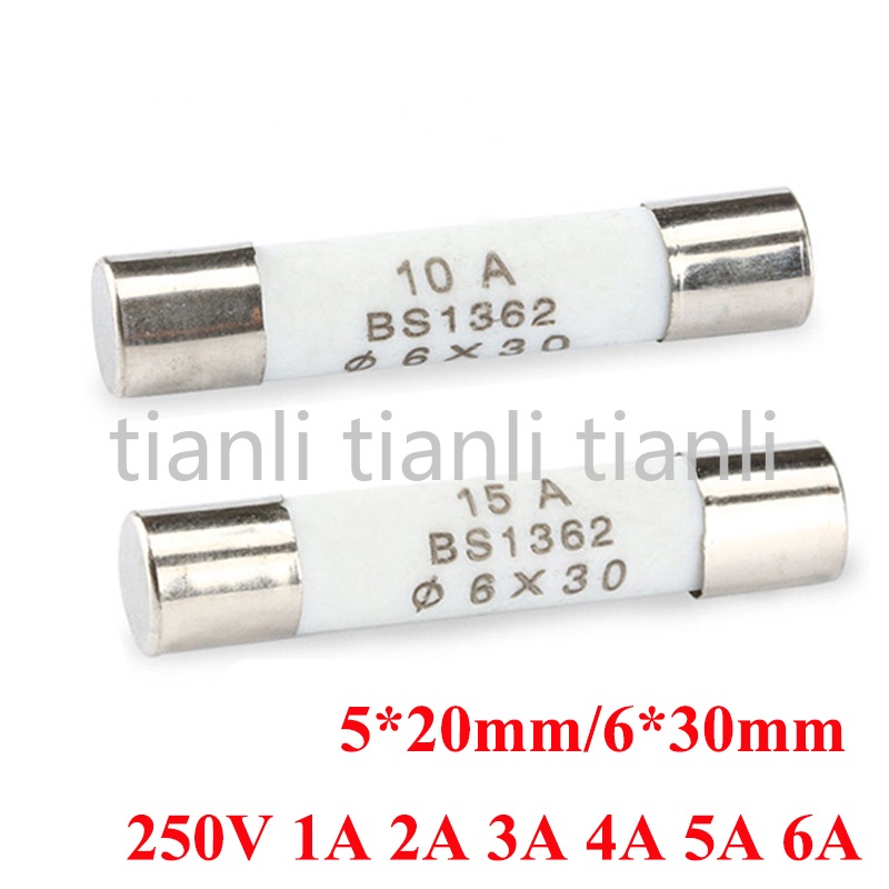 Bộ 10 Cầu Chì Gốm 5*20mm 6x30mm 250V 1A 2A 3A 4A 5A 6A 10A 20A