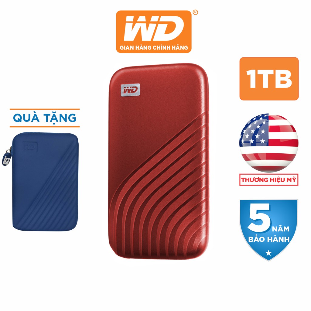 Ổ Cứng SSD Di Động WD My Passport 1TB USB 3.2 Gen 2 - WDBAGF0010BGY-WESN - Hàng Phân Phối Chính Hãng