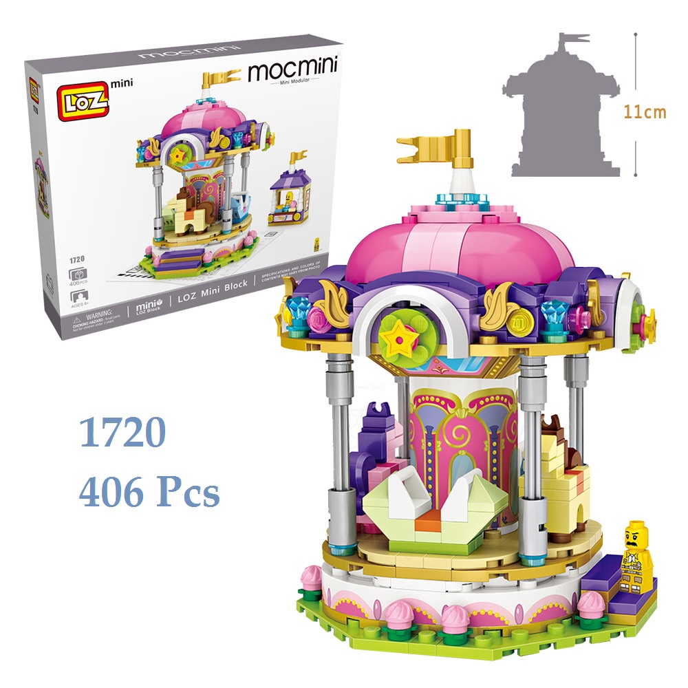 Đồ chơi lắp ráp building blocks LOZ mô hình động cơ-Pirate ship-ferris wheel-Rotating the plane-merry-goround-Doll