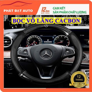 [CHÍNH HÃNG] bọc vô lăng CACBON cao cấp, chống trượt,êm tay, logo các hãng [ĐỦ HÀNG]