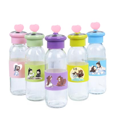 Bình nước trần tình lệnh lá cây 400ml BNCI23  bình nước thuỷ tinh tiêu chiến vương nhất bác cute chai nước dễ thương
