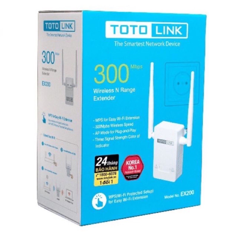 BỘ THU PHÁT SÓNG WIFI Totolink EX200 BẢO HÀNH 36 THÁNG CHÍNH HÃNH
