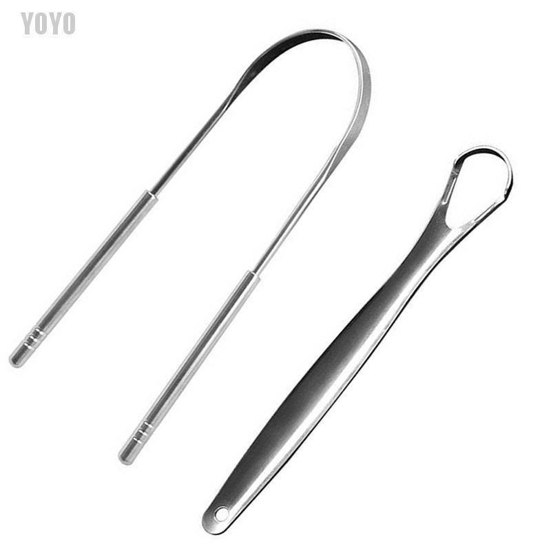 [Hàng mới về] Set 2 dụng cụ cạo lưỡi làm từ thép không gỉ chất lượng cao chuyên nghiệp