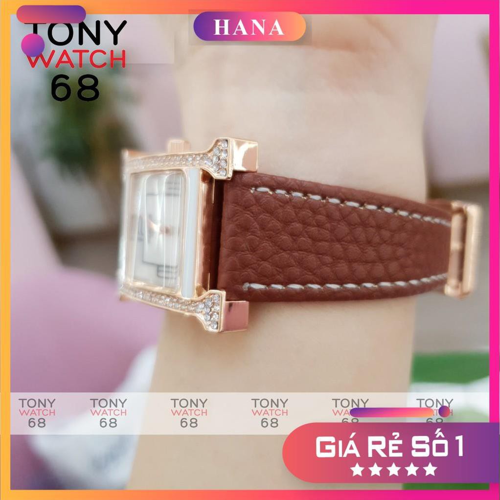 Đồng hồ nữ Winsley chữ H đẹp chính hãng dây da chống nước Tony Watch 68