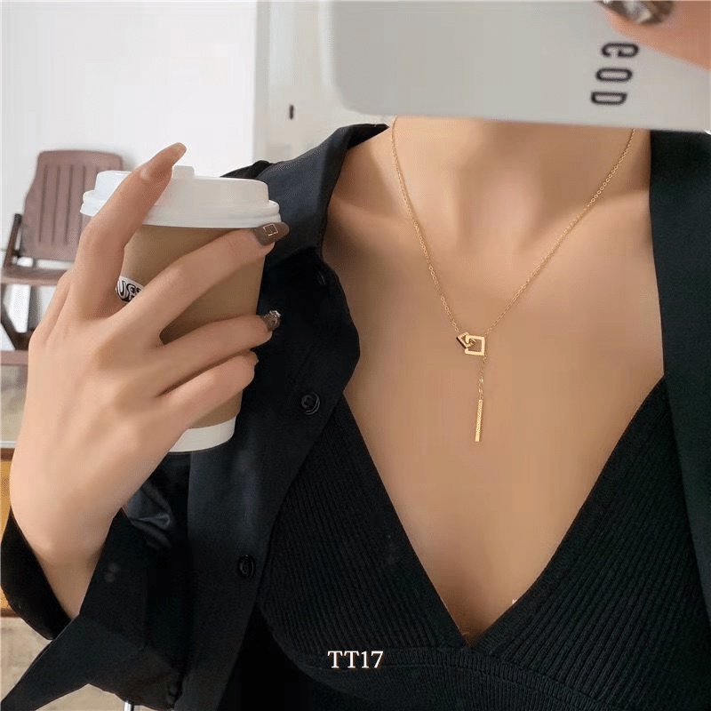 Dây chuyền titan vuông không đen nữ basic thời trang nữ tính Annie TT17